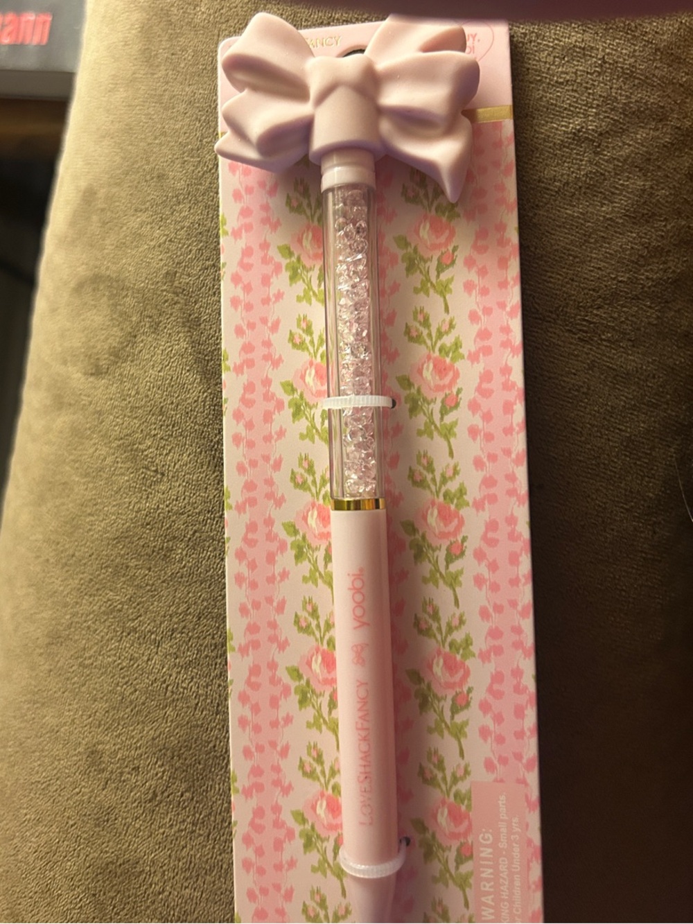 LoveShackFancy Pink Bow Crystal Top Pen